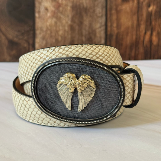 Cinturón Alas piel beige